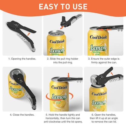 Ikkle All-Purpose Portable Can Opener Ideal for 7.5 to 25 Oz. Cans of Beer, Soda, and Wine Beer Bottle Opener Kitchen Essential Smooth Aluminum Surface Effortlessly Opens Cans without Leaving Debris Safe and Portable Reliable Non-Slip Design