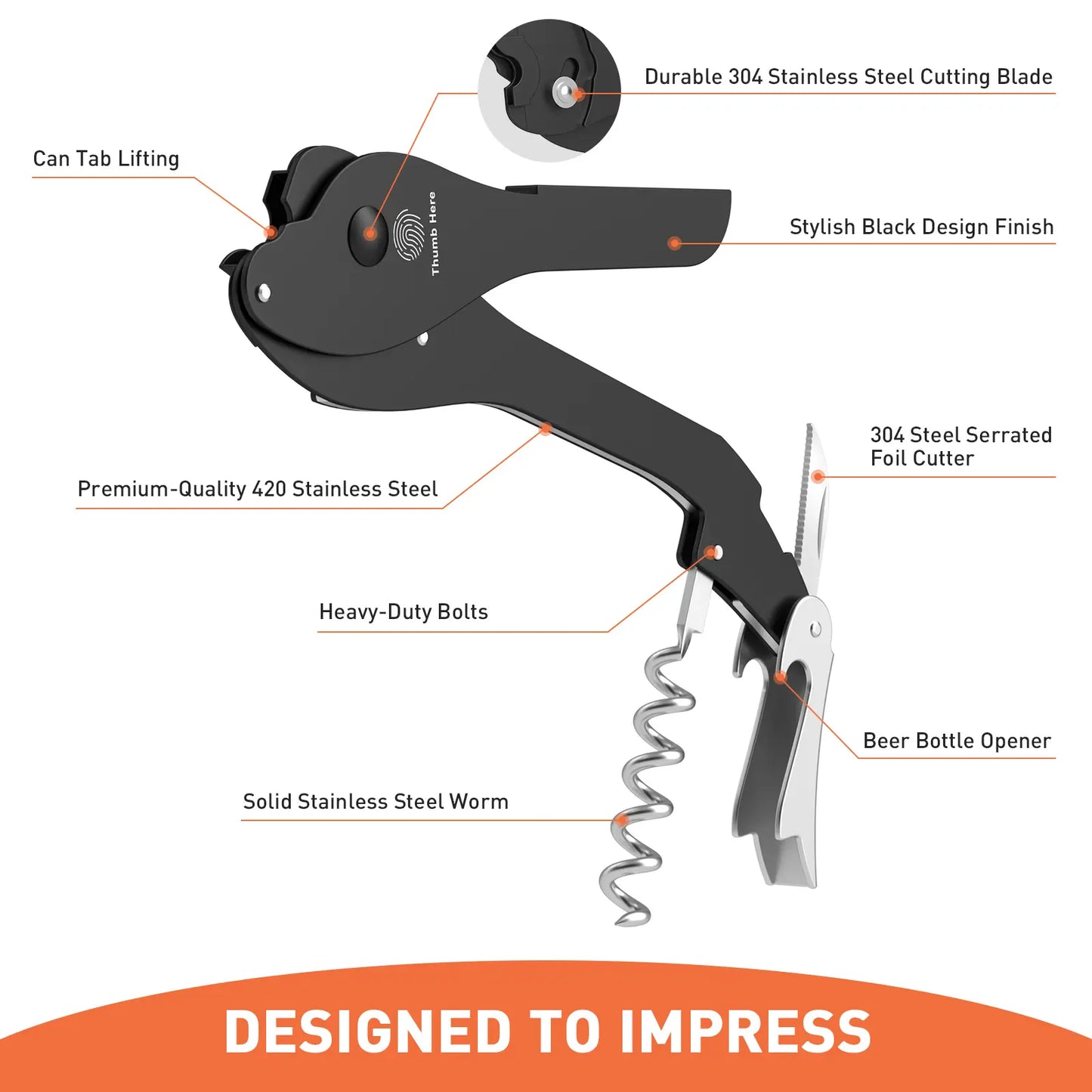 Ikkle All-Purpose Portable Can Opener Ideal for 7.5 to 25 Oz. Cans of Beer, Soda, and Wine Beer Bottle Opener Kitchen Essential Smooth Aluminum Surface Effortlessly Opens Cans without Leaving Debris Safe and Portable Reliable Non-Slip Design