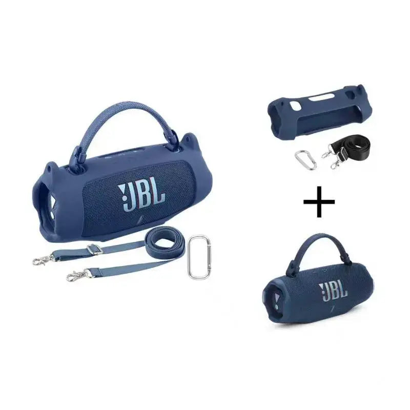 For JBL Charge 6 Waterproof Portable Bluetooth Speaker Silicone Case,Soft Protective Sleeve Cover with Shoulder Strap for JBL Charge 6 Speaker，This Product Comes with a Protective Case and a Speaker. IP68 Waterproof & Dustproof Camping Spea