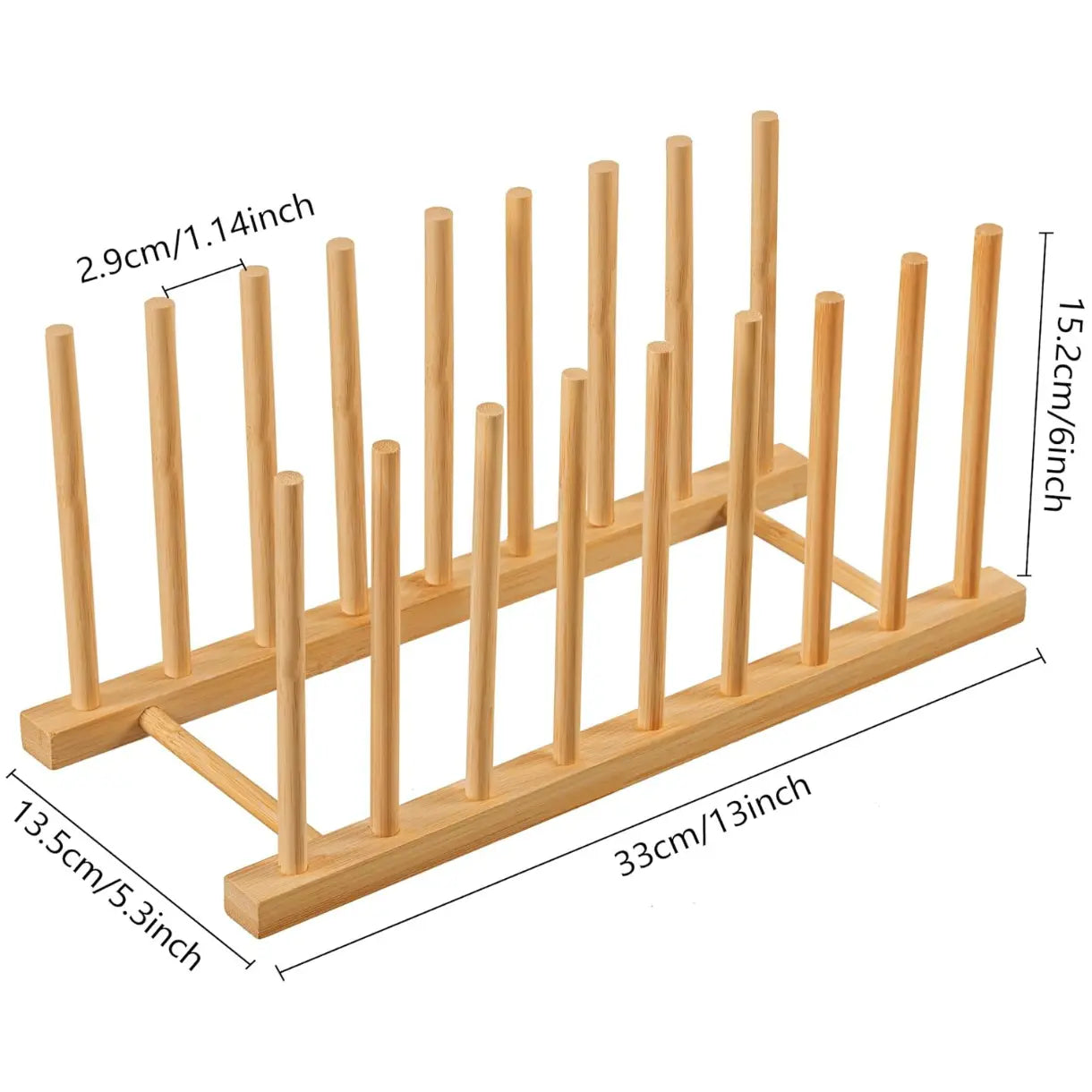 Heighten and Widen Bamboo Dish Dying Rack Pot Lid Plate Organizer Holder for Cabinet, Cutting Board Stand Drainer Storage Plate Rack for Dish, Pot Lid, Bowl, Cup, Cutting Board and Books