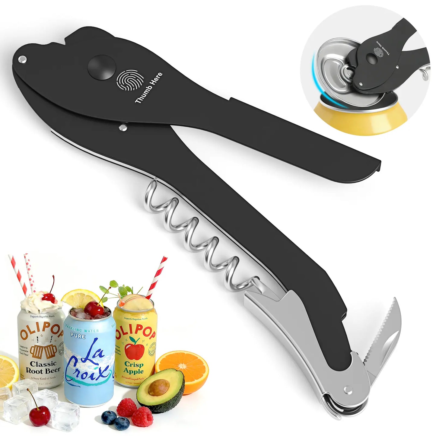 Ikkle All-Purpose Portable Can Opener Ideal for 7.5 to 25 Oz. Cans of Beer, Soda, and Wine Beer Bottle Opener Kitchen Essential Smooth Aluminum Surface Effortlessly Opens Cans without Leaving Debris Safe and Portable Reliable Non-Slip Design