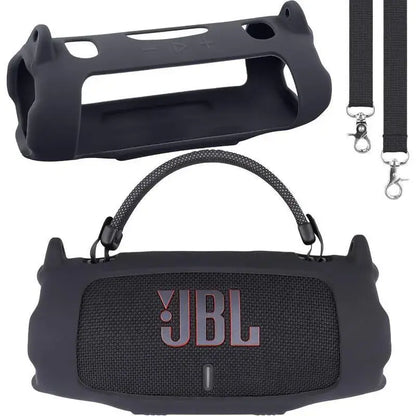 For JBL Charge 6 Waterproof Portable Bluetooth Speaker Silicone Case,Soft Protective Sleeve Cover with Shoulder Strap for JBL Charge 6 Speaker，This Product Comes with a Protective Case and a Speaker. IP68 Waterproof & Dustproof Camping Spea