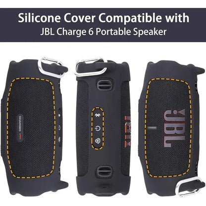 For JBL Charge 6 Waterproof Portable Bluetooth Speaker Silicone Case,Soft Protective Sleeve Cover with Shoulder Strap for JBL Charge 6 Speaker，This Product Comes with a Protective Case and a Speaker. IP68 Waterproof & Dustproof Camping Spea